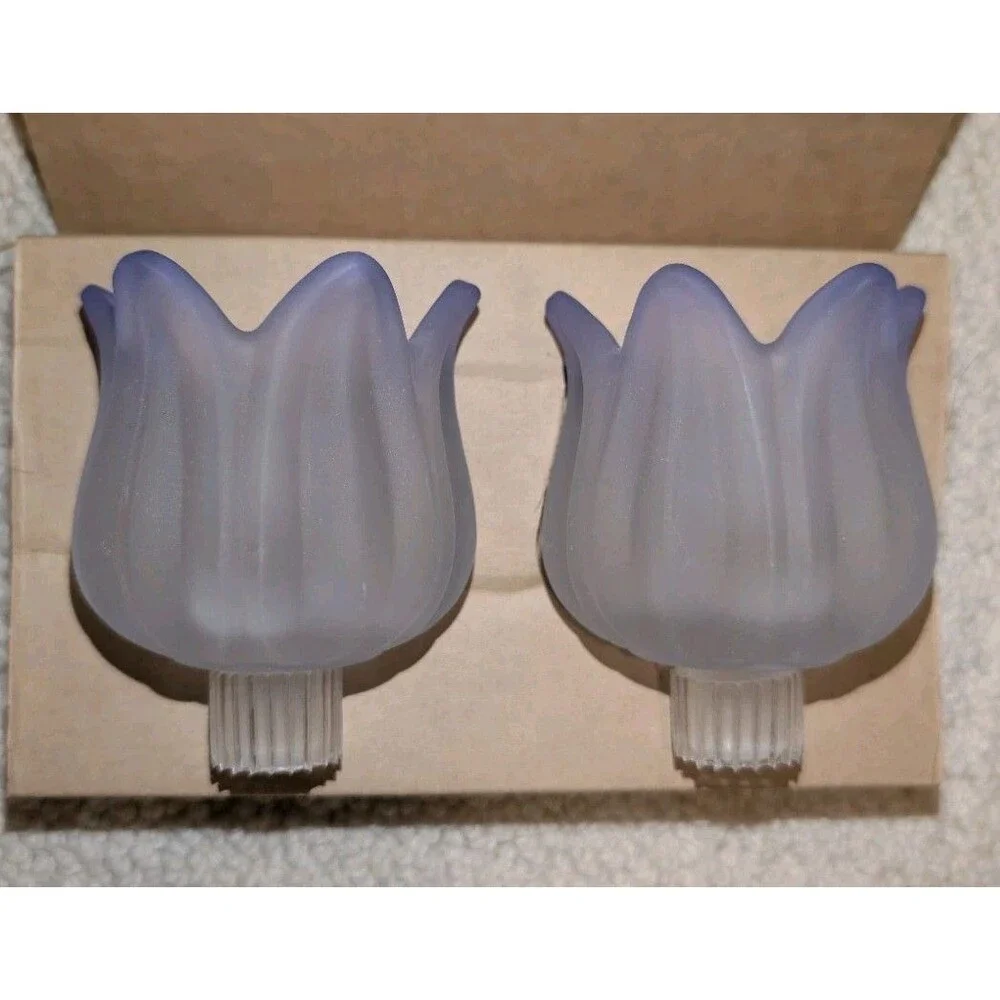 PartyLite Purple Tulip Peglites Set P7118 In Box Votive Candle Holder